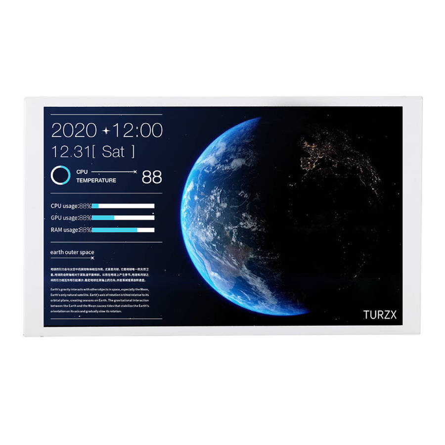 White - Turing Smart Display 8 inch IPS Sub-screen Chassis Type-C Computer Monitoring USB Free AIDA6