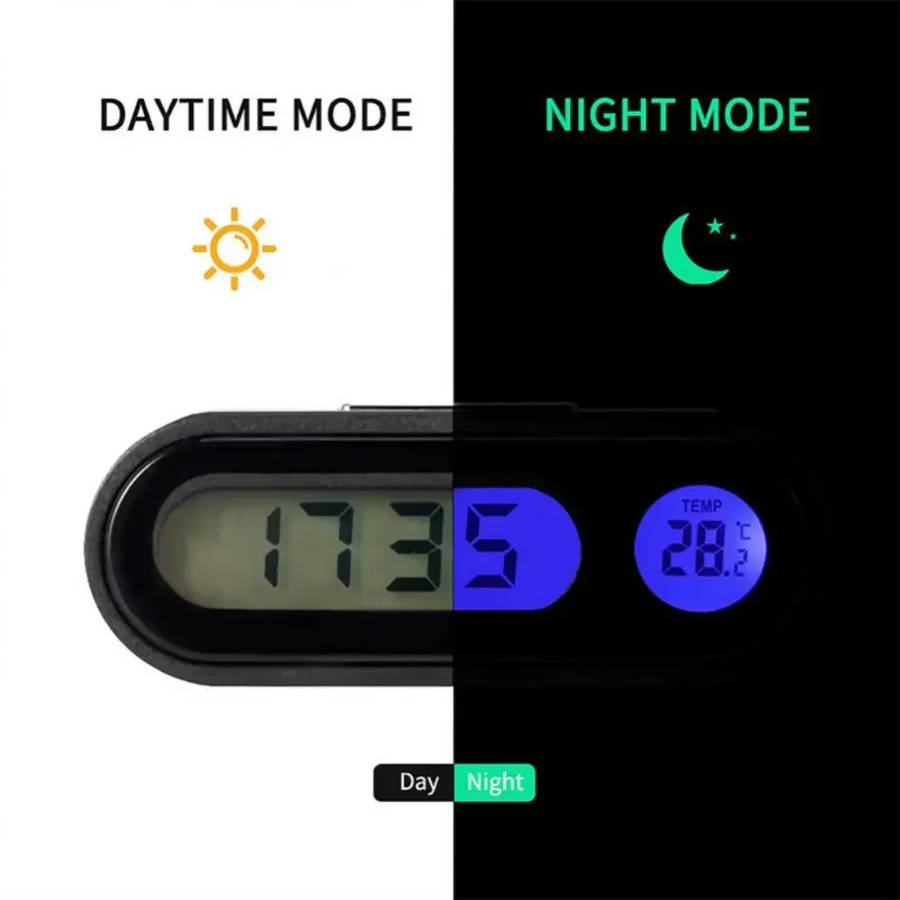 #2 - Mini Electronic Car Clock Watch Dashboard Clock Night Light Temperature LCD Backlight Digital D