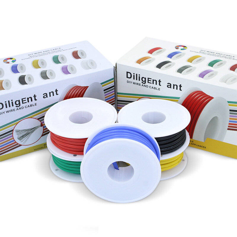 30AWG - 30AWG 20m/roll Super Soft Silicone Wire Heat Resistant Flexible Tinned Copper Stranded Cable
