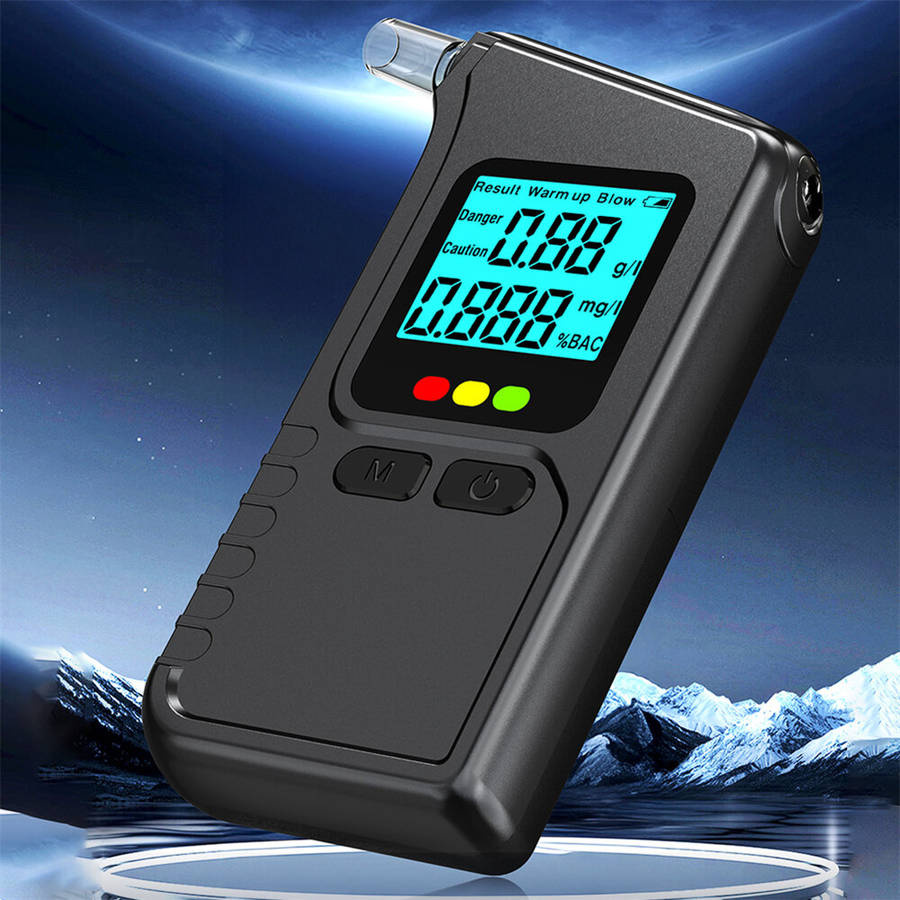 Black - Portable Breathalyzer with LED Display Professional Breath Alcohol Tester for Private Profes