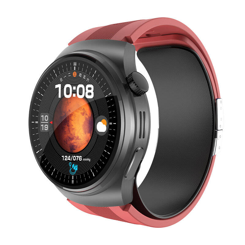 Red - S28 1.39inch HD Screen Air Pump Airbag Type NFC bluetooth Call Heart Rate Blood Pressure Blood
