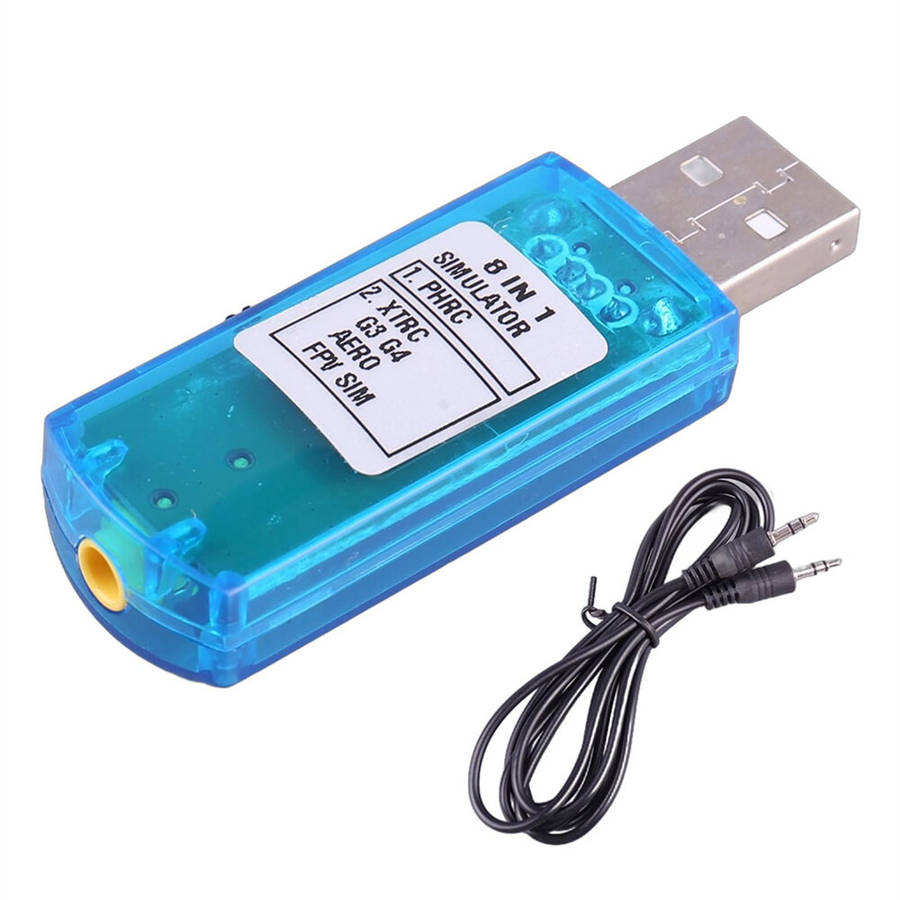 Blue - 8 in 1 USB Flight Simulator with Cable for Phoenix5.0 XTR5 FMS G4 FPV Racer Drone Airplane He