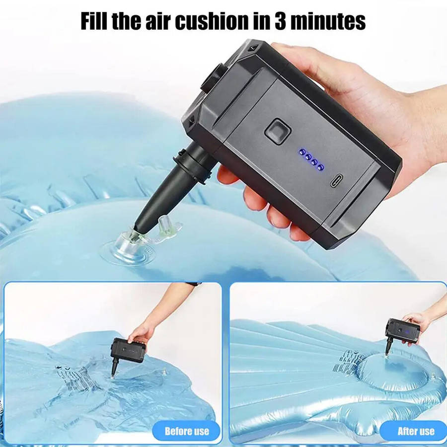 Black - Electric Air Pump Inflator Air Compressor With Rechargeable Battery Portable Wireless For PV