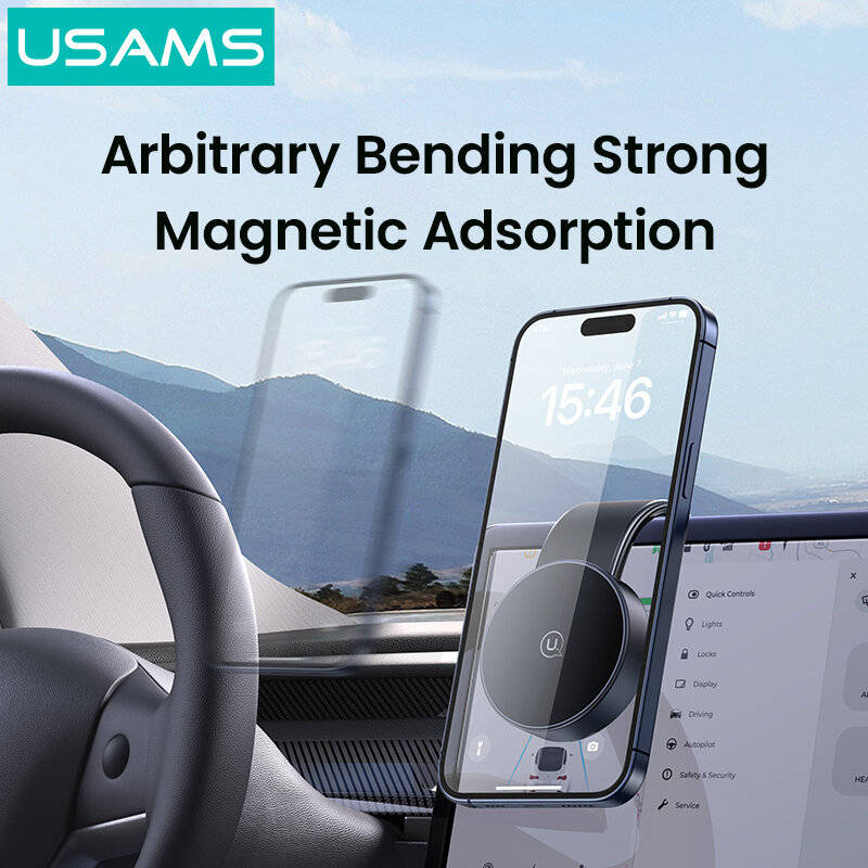Black - USAMS US-ZJ079 Magnetic Car Phone Holder Horizontal/Vertical Switchable Arbitrary Bending Ce