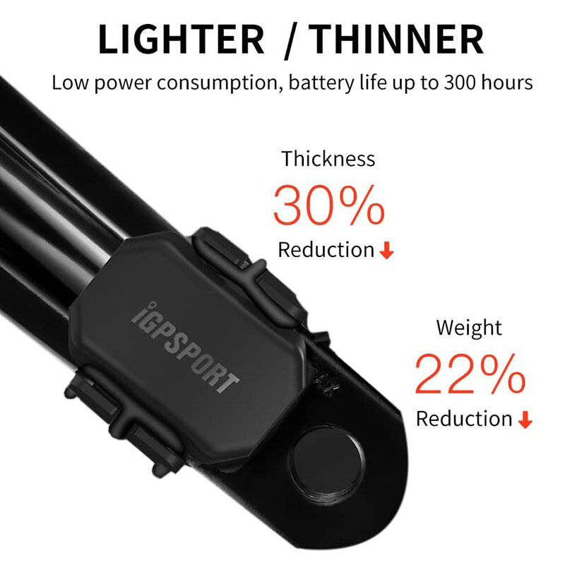 Black - IGPSPORT CAD70 Bike Cadence Sensor Wireless Bluetooth ANT+ 300H Battery Life IPX7 Waterproof