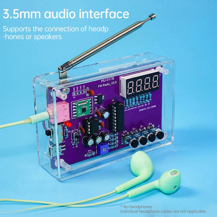 DIY Kit - HU-017B DIY FM Radio Kit 87-108MHz LED Display Multifunction Adjustable Volume USB Power P