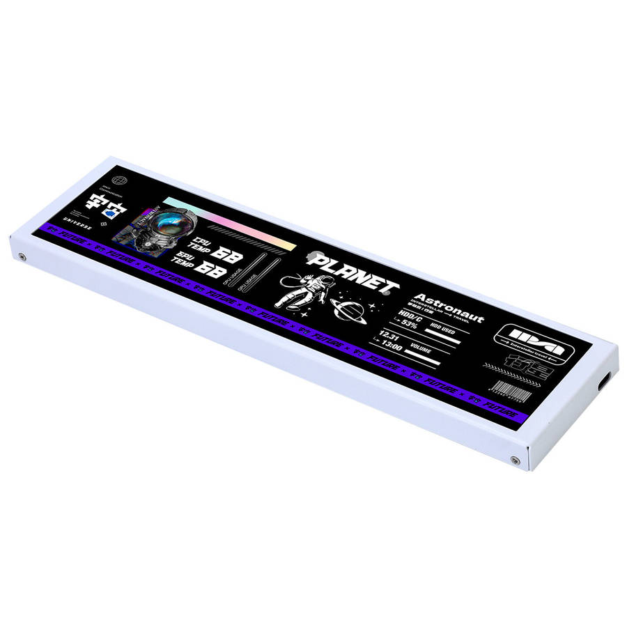 White - Turing Smart Display 9.2-inch IPS Sub-screen Chassis Long Computer Monitoring Data USB Type-