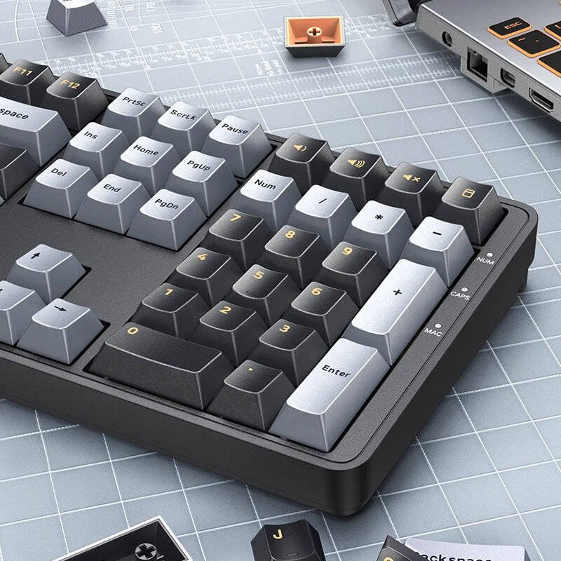 Black - UGREEN KU103 108-Keys Wired Mechanical Gaming Keyboard Silence Structure PBT Keycaps Red Swi