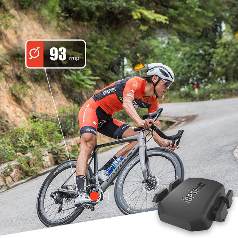 Black - IGPSPORT CAD70 Bike Cadence Sensor Wireless Bluetooth ANT+ 300H Battery Life IPX7 Waterproof