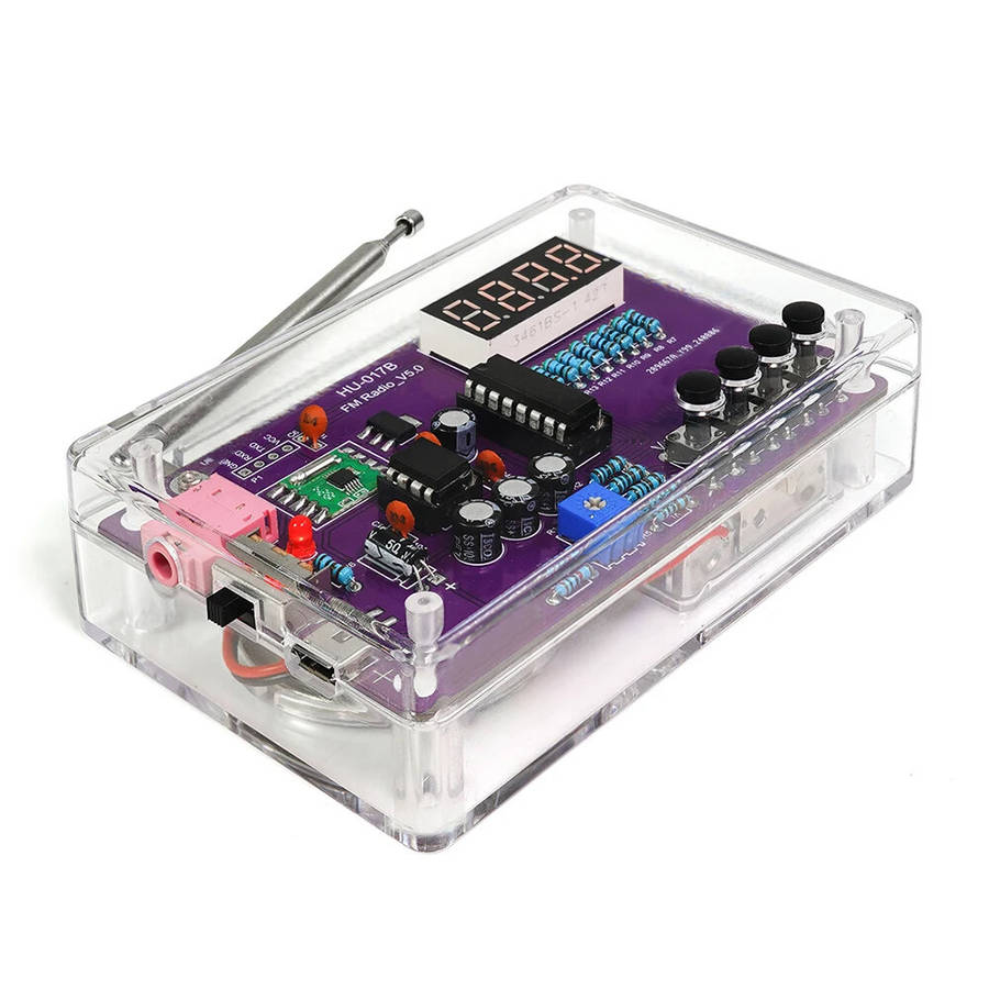 DIY Kit - HU-017B DIY FM Radio Kit 87-108MHz LED Display Multifunction Adjustable Volume USB Power P