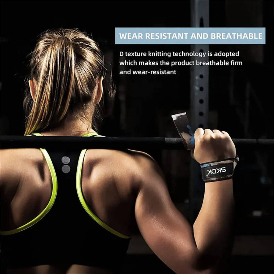 Green - SKDK 1 Pair Weightlifting Straps Sports Padded Hand Grip Support Silicone Anti-slip Wristban