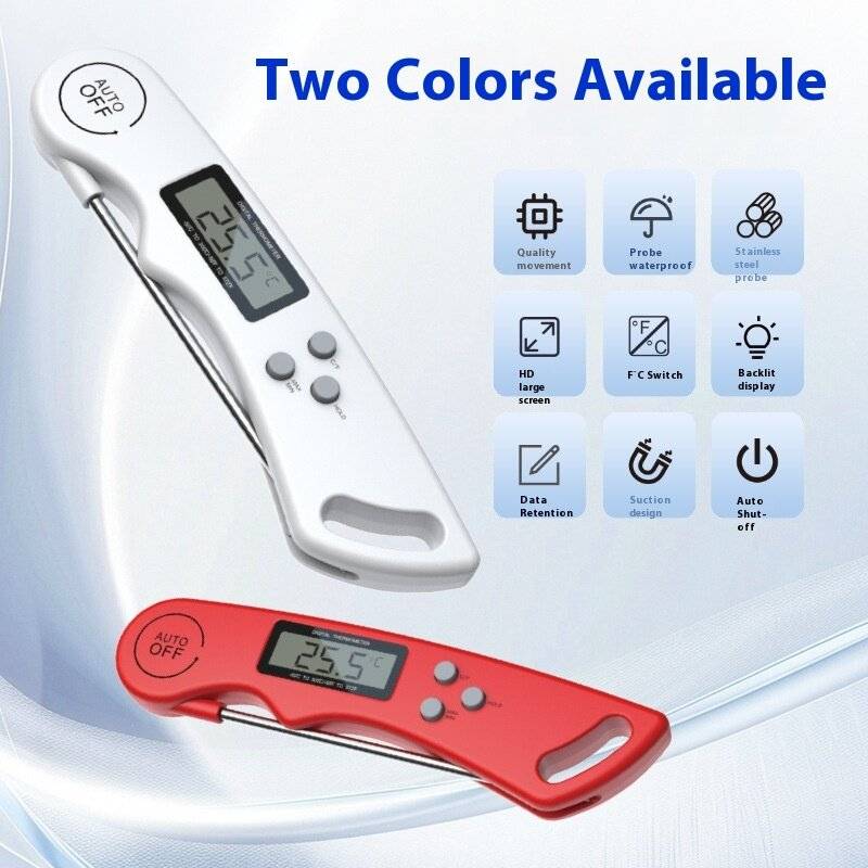 White - Comfook Digital Food Thermometer with Instant Read Folding Probe Backlit Display Magnetic St