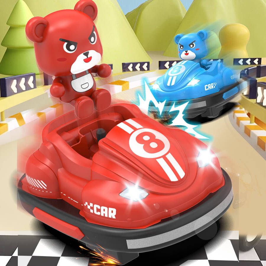 Red + Blue - 2PCS JJRC Q195 2.4G RC Battle Bumper Cars Amusement Park Arena LED Light Music One Clic