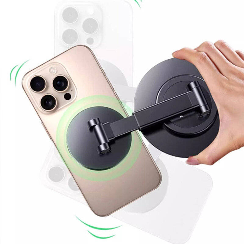 Black - UGREEN LP862 Magnetic Phone Stand Holder 360 Rotatable with N52 Magnets Adjustable Height fo