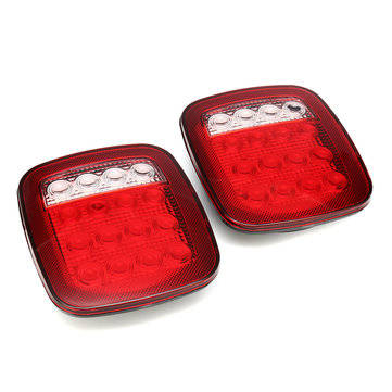 2Pcs LED Car Red White Tail Light Truck Trailer Stop Turn Lamp for Jeep JK TJ CJ YJ
