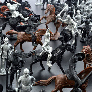 28PCS Soldier Knight Horse Figures & Accessories Diecast Model For Kids Christmas Gift Toys