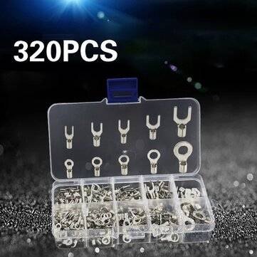 AOQDQDQD 320Pcs Connector Cold Pressed OT/UT Crimp Terminals Copper Nose Wiring Fork Set with Box
