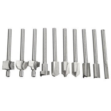 10pcs 1/8 Inch Shank High Speed Steels Trimming Cutter Router Bit Woodworking Tool