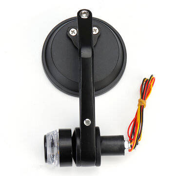 2Pcs 7/8`` Handbar Motorcycle Side Rearview Mirrors Bar End Turn Signals Light