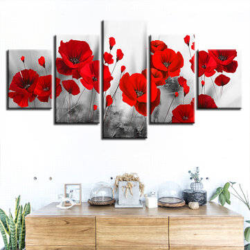 5Pcs Red Rose Horses Canvas Paintings Wall Decorative Print Art Pictures Frameless Wall Hanging Deco