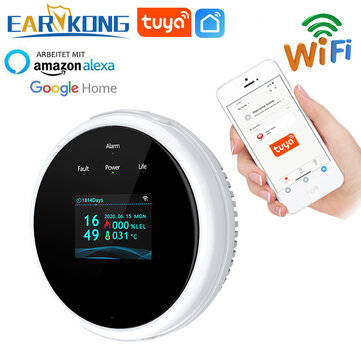 EARYKONG Wifi Natural Gas Sensor LCD Screen Household Smart Gas Alarm Detector Leakage Sensor Wifi T