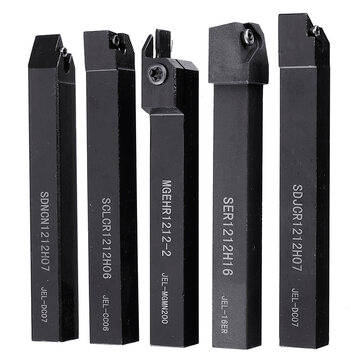 Drillpro CT-12 50pcs Carbide Inserts with 7pcs 12mm Shank Lathe Turning Tool Holder DCMT070204 CCMT0