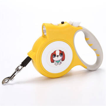 5M Pet Retractable Leash Rope Walking Automatic Dog Traction Rope with Flashlight (COLOR: YELLOW)