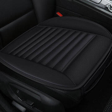 Car Front Seat Cover Cushion Breathable PU Leather Bamboo Charcoal Pad Mat (COLOR.: BLACK)