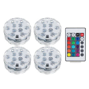 4PCS Multicolor Infrared LED Submersible Swimming Pool Light Remote Control Pond Party Underwater La