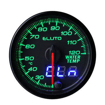 Eluto Universal Water Temperature Gauge Digital 10-color LED Display Car Meter 2inch 52mm