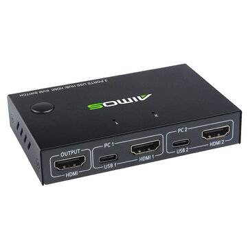 AIMOS USB HDMI Switch Box Video Switch Display 4K Splitter KVM Switch for 2 PCs Share Switcher Keybo