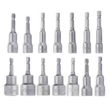 6-19mm 1/4 Inch Hex Magnetic Nut Driver Socket Screwdriver Drill Bit Shank Adapter Tool (SIZE: 12MM)