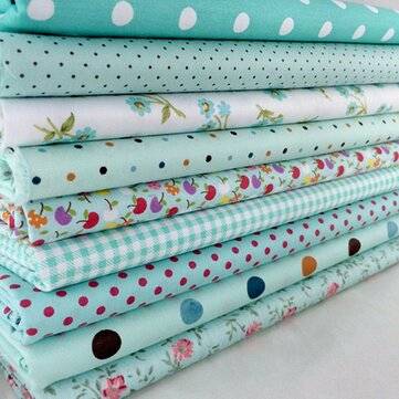 9Pcs DIY Bundles Fabric Fat Quarters Cotton Florals Gingham Craft Quilt Sewing