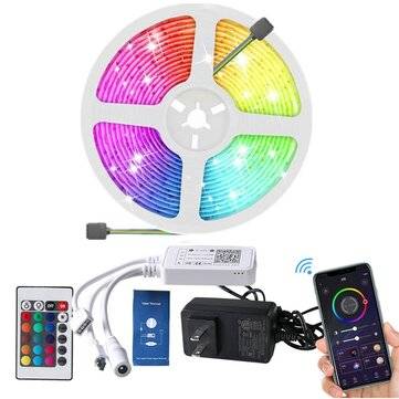 5M bluetooth LED Strip Light Music Control RGB TV Backlight Tape Lamp Work with Ho... (PLUG: USPLUG)