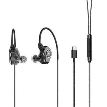 Bakeey 3.5mm Type C Plug Double Moving Coil Two Speaker In Ear Earph... (TYPE: 3.5MM | COLOR.: GRAY)