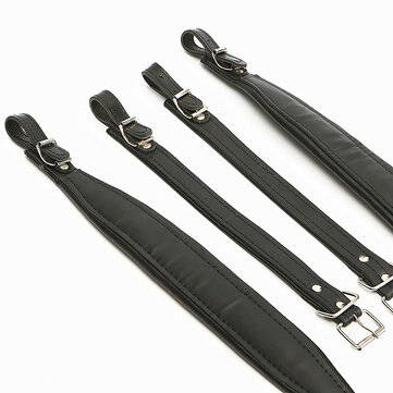 4pcs Black Thickness Guitar Accordion Strap PU Leather Shoulder Straps Belt Adjustable 2 Short 2 Lon