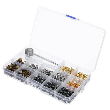 840Pcs Leather Craft Double Cap Rivets Tubular Metal Studs Fixing Tools Kit