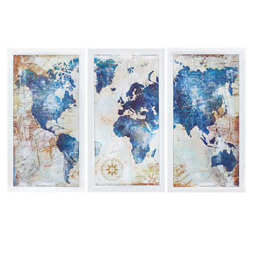 3Pcs World Map Modern Wall Pictures Canvas Hanging Painting Home Living Room De... (TYPE: FRAMELESS)