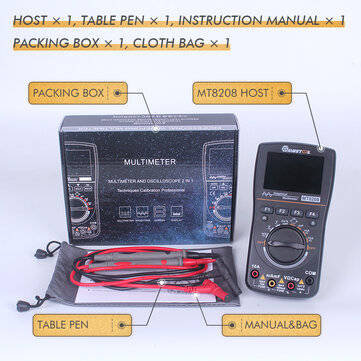 MUSTOOL MT8208 Intelligent Graphical Digital Oscilloscope Multimeter 2 in 1 With 2.4 Inches Color Sc