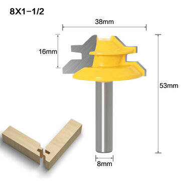 Drillpro 8MM Shank 45 Degree Lock Miter Router Bit Tenon Milling Cutter Woodworking... (TYPE: B5PCS)