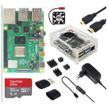 Catda 4GB RAM Raspberry Pi 4B + Cover Box + Power Supply + 32/64GB... (CAPACITY: 32G | PLUG: EUPLUG)