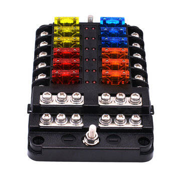 12V-32V Fuse Box Holder 12 Ways Blade With LED Indicator Light for Auto Car Boat Marine Trike