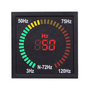 N-72HZ 3~120Hz 68mm Hole Size Digital Frequency Meter 73mm Square Panel LED Display Electrical Hertz