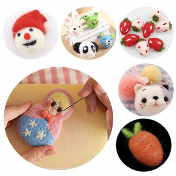 50 Color DIY Wool Felt Kit Needles Tool Set Handmade Needle Felting Mat Starter Fabric Sewing Kit fo