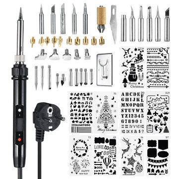 50Pcs 60W Wood Burning Adjustable Pen Solder Iron Tool Kit Pyrography Craft Set (PLUG: EUPLUG)