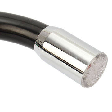 Black Plating Kitchen Sink Hot Cold Faucet Single Handle LED 3 Colors Changing Basin Mixer Tap