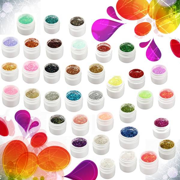 1 Pot 36 Color Glitter UV Gel Builder Nail Art Polish 
