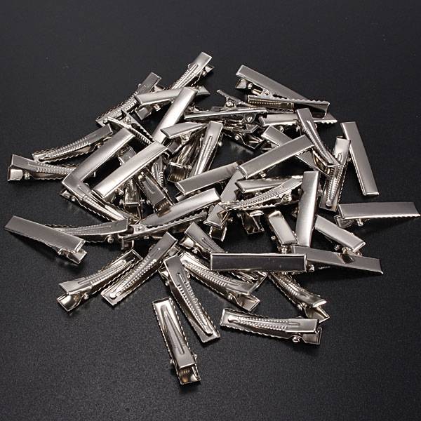 50Pcs Metal Silver Alligator Prong Hair Clips Accessories