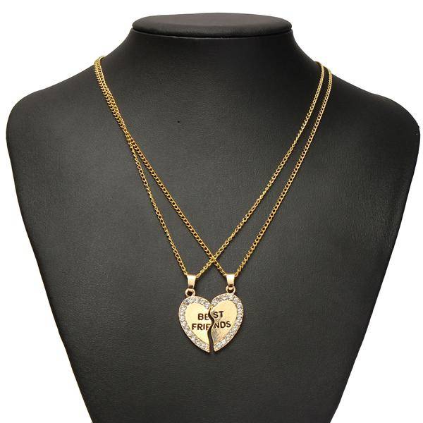 Rhinestone Broken Heart Necklaces