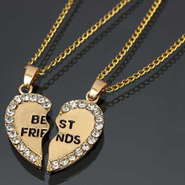 Rhinestone Broken Heart Necklaces